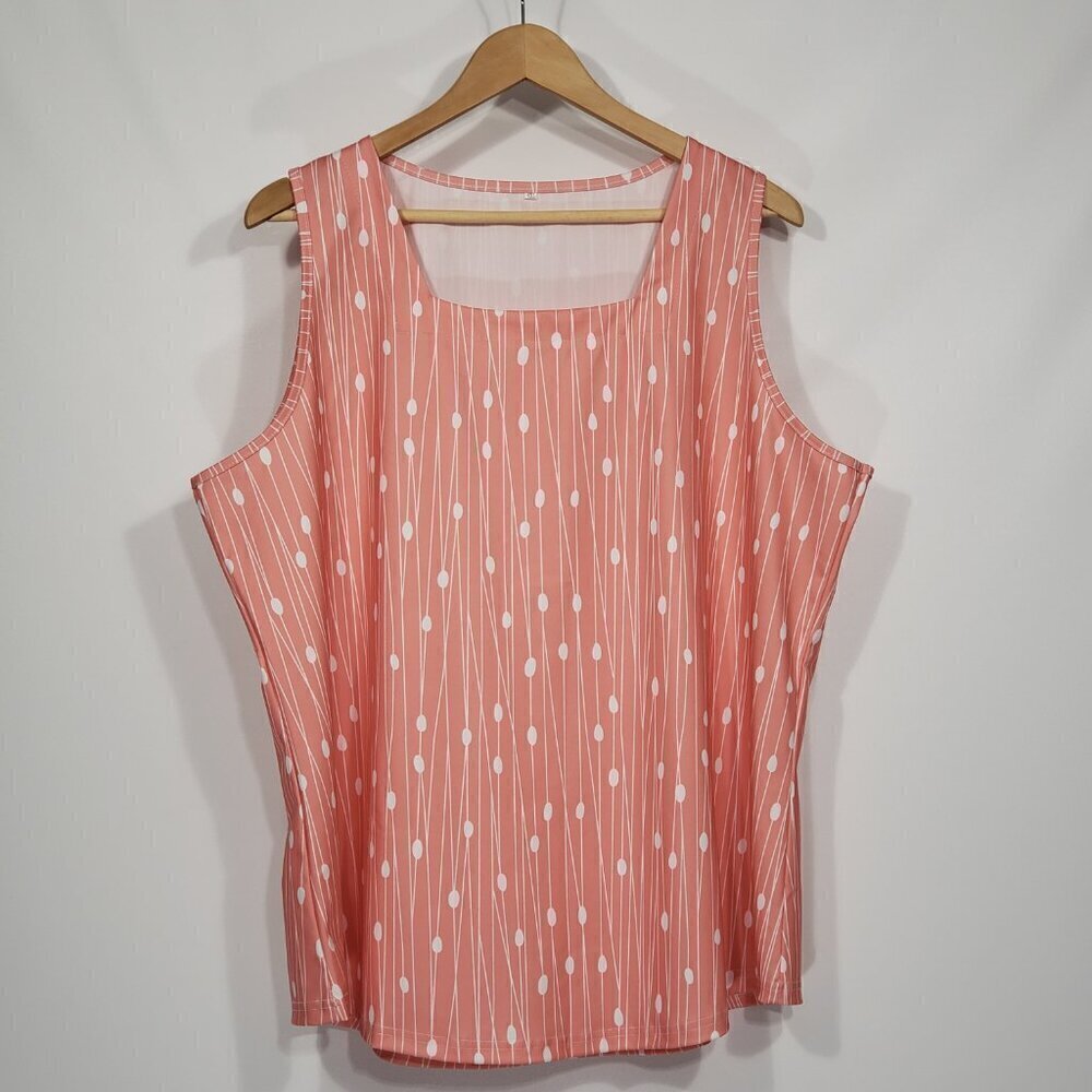 Unbranded Pink Peach White Polka Dot Tank Size 4X